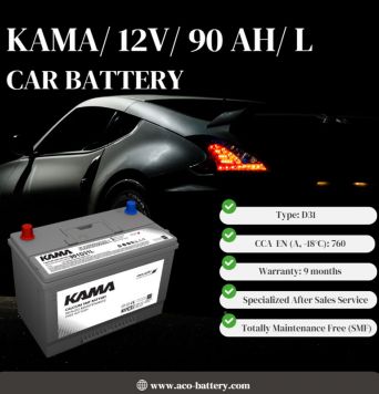 بطارية سيارة 12 فولت 90 أمبير قاعدة طويلة القطب الأيسر - KAMA