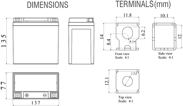 باتری موتورسیکلت 9 آمپر تینو